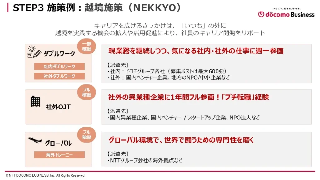 「越境施策(NEKKYO)」社員が自ら行動してキャリアを開発するサポートを行う